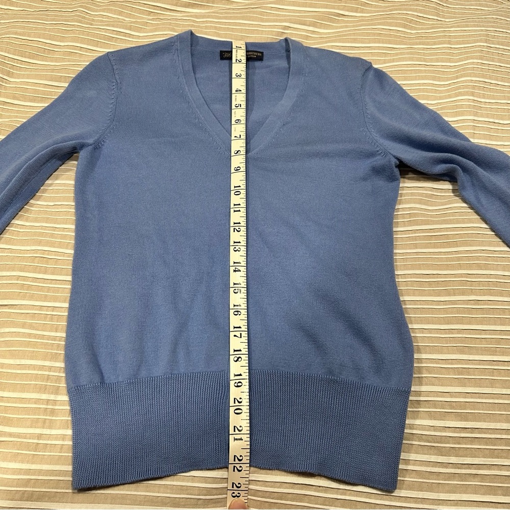 Brooks Brothers Womens XS Supima Cotton button up Cardigan Sweater blue Vneck - Picture 7 of 9